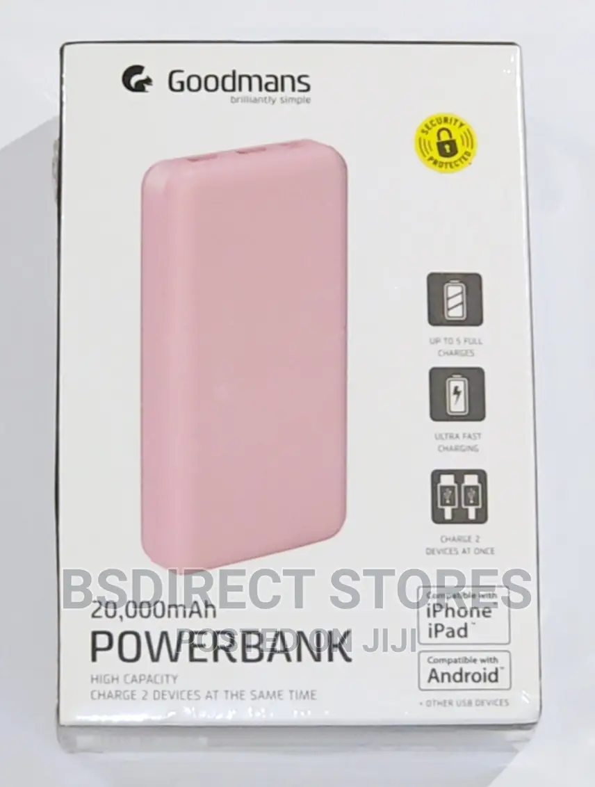 Goodmans ROSE GOLD High Capacity Fast Power Bank 20000mah