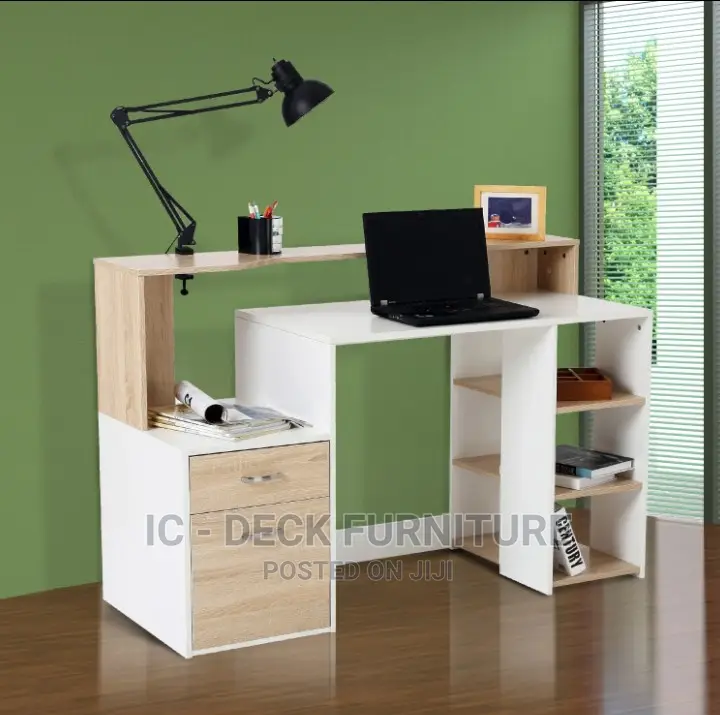 DSK2 Modern Computer Desk, Multi-Shelf Home/Office Desk
