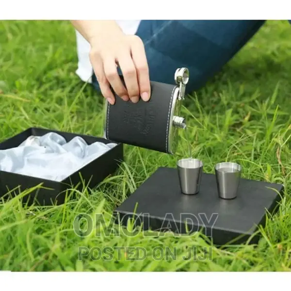 Jack Daniel's Stainless Steel With Leather Hip Flask - Black