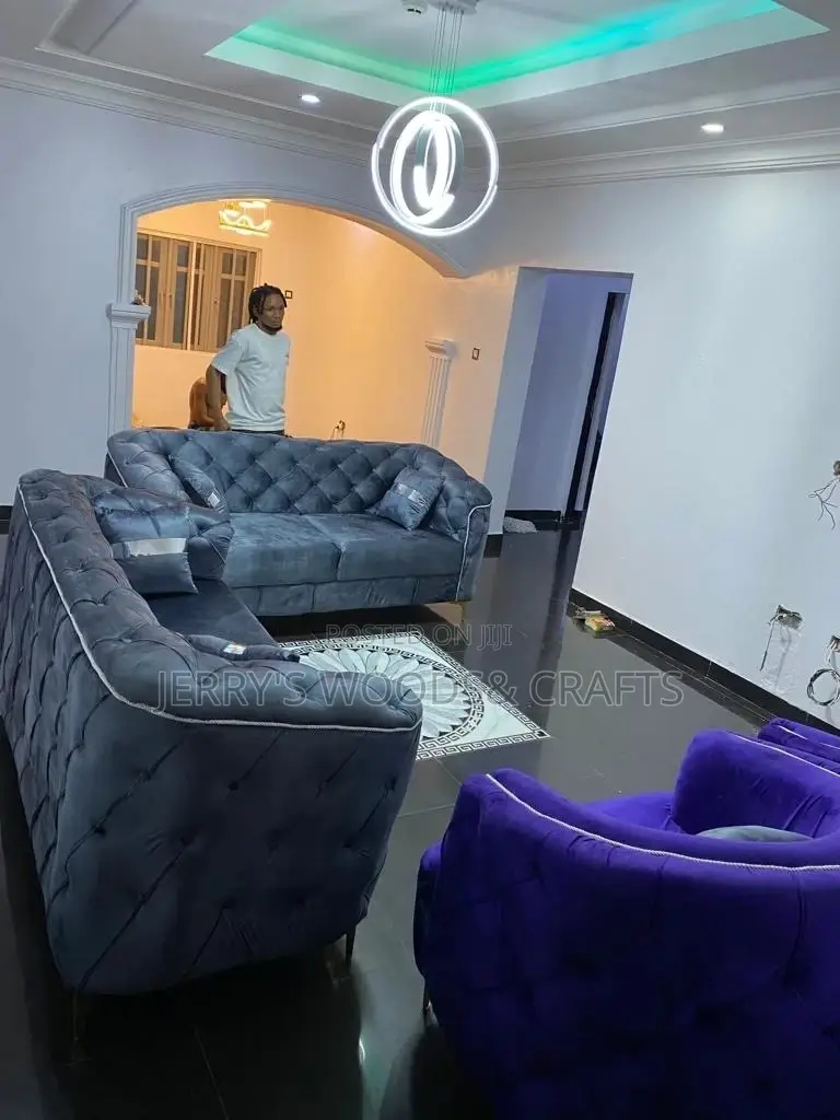 Luxury 8 Seater Living Room Fabric Made Royal Sofa Chair.