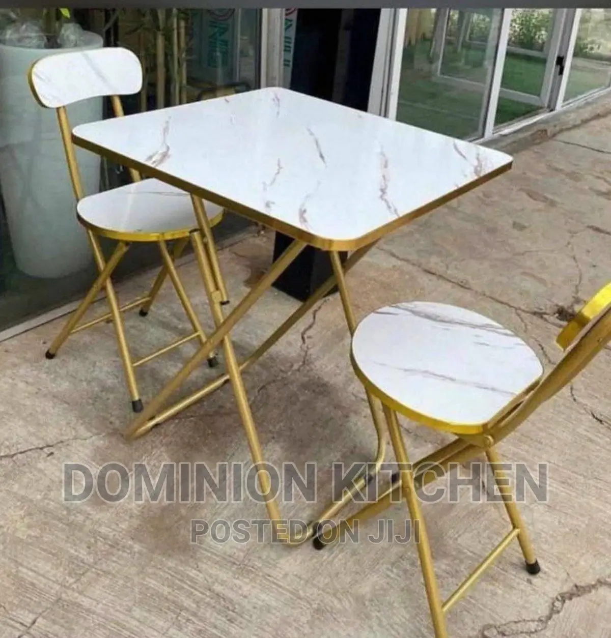 Marble Foldable Table and Chair(Gold Leg)