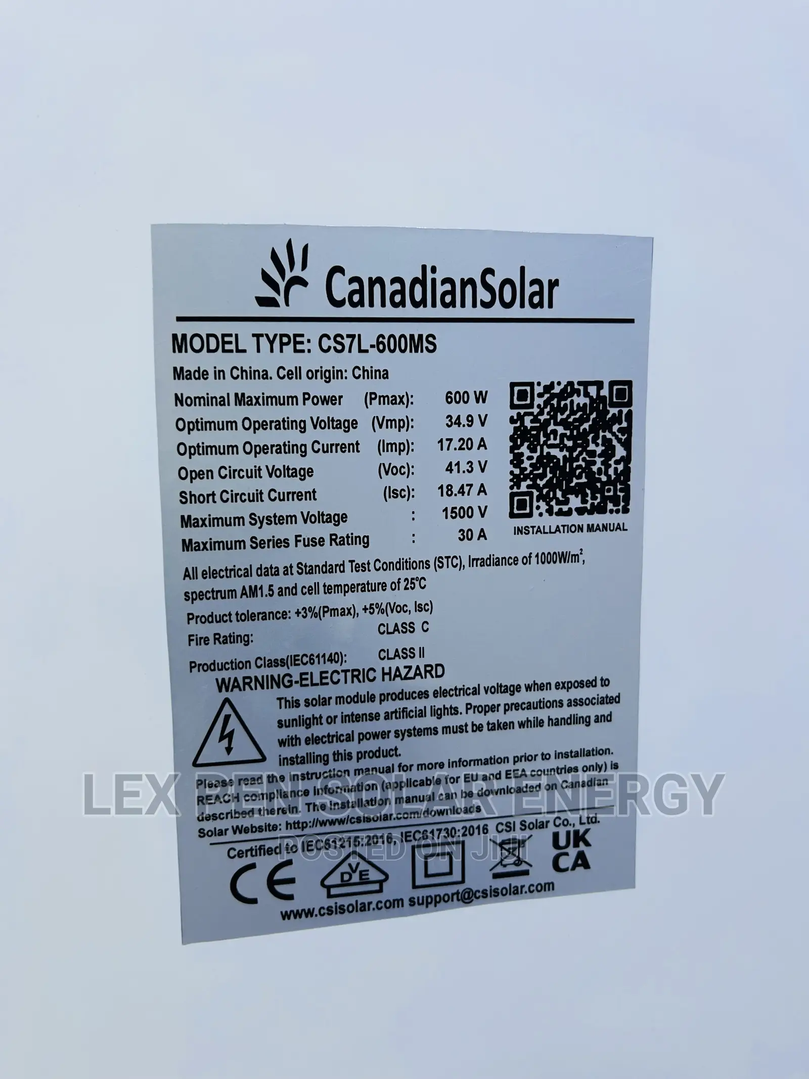 600w 36v Canadian Network Solar Panel With 30 Years Warranty