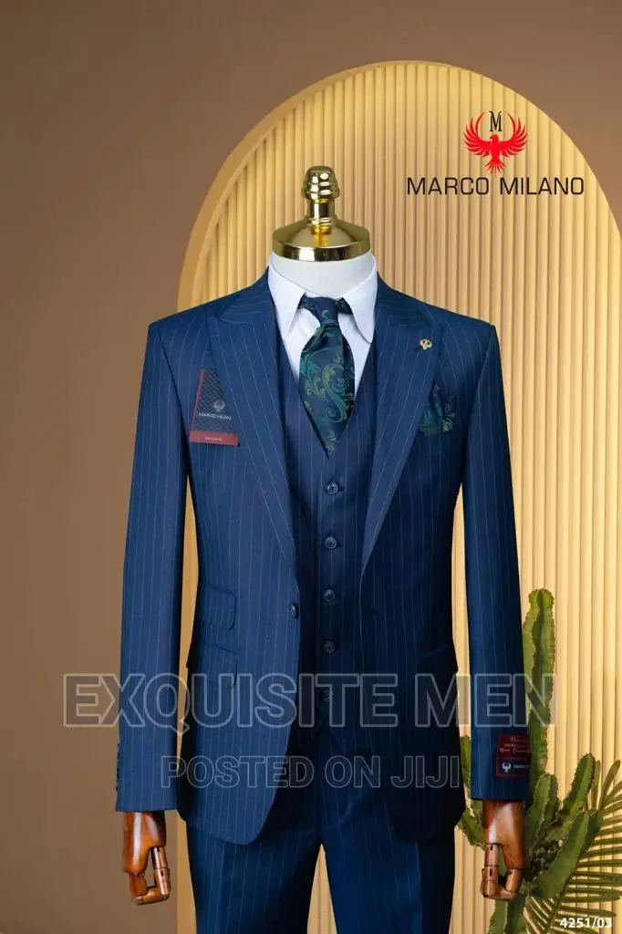 Marco Milano Official Stripe One Button Turkish Men's Suit