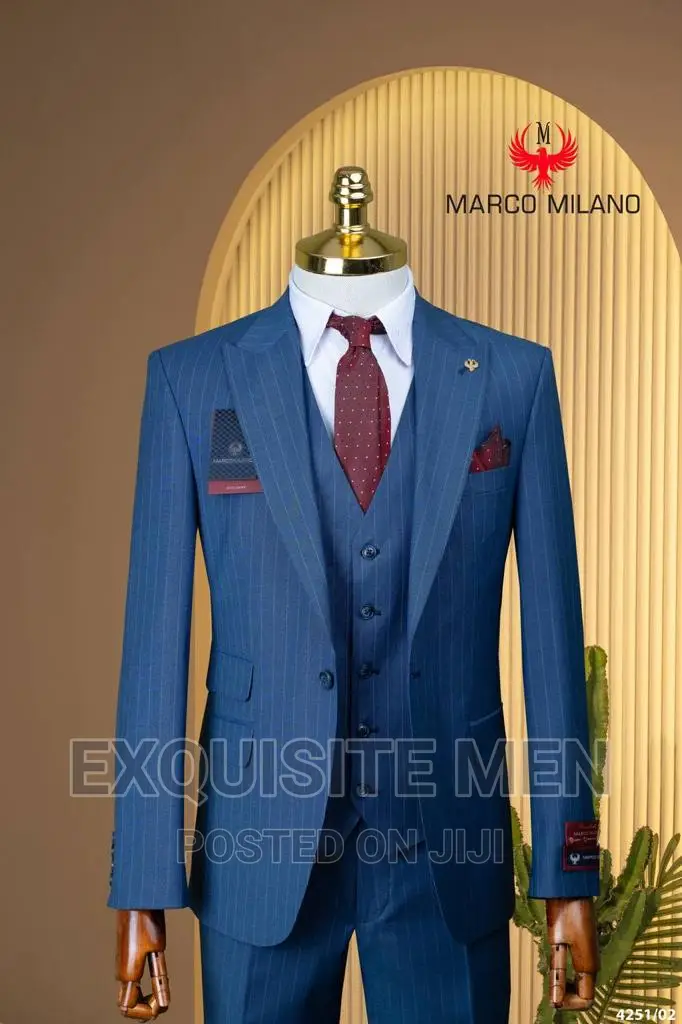 Marco Milano Official Stripe One Button Turkish Men's Suit