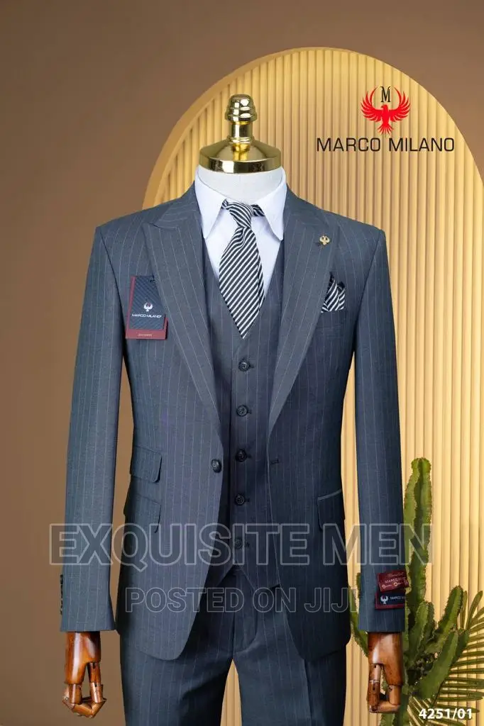 Marco Milano Official Stripe One Button Turkish Men's Suit