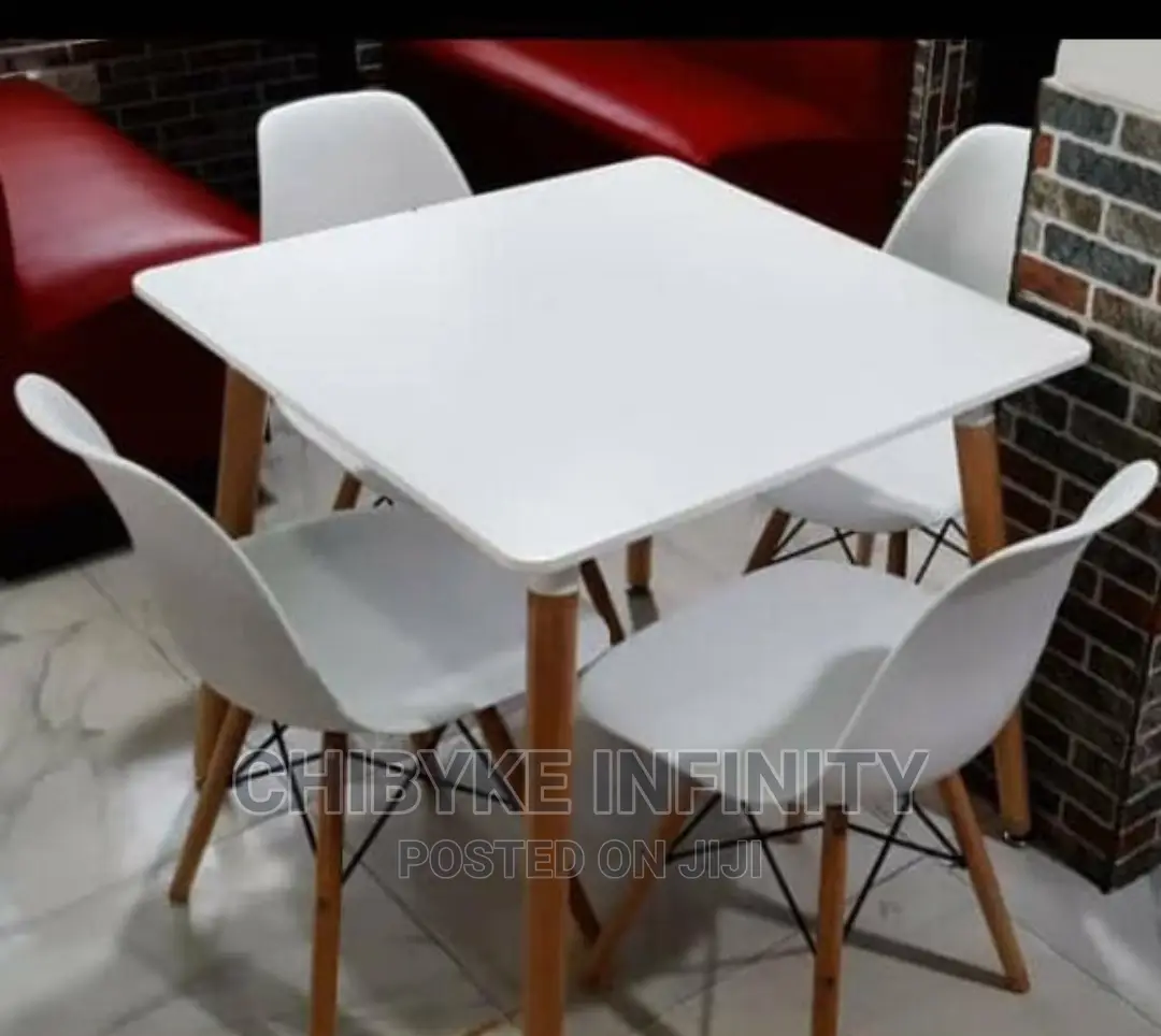 Quality White Restaurant Table and Chairs by 4 Persons
