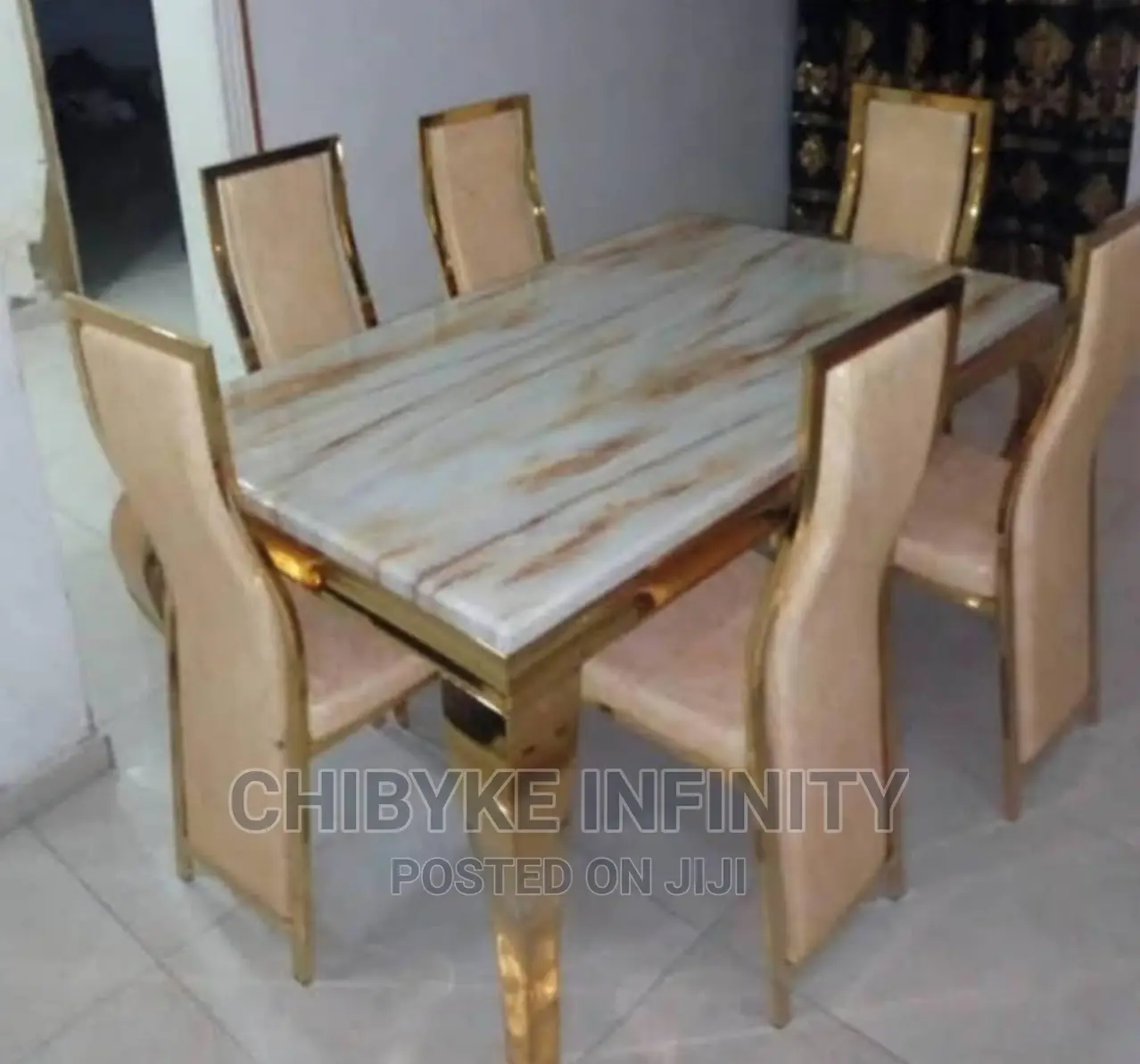 Dining Table and Chairs Mabel Top and 6 Chairs for 6