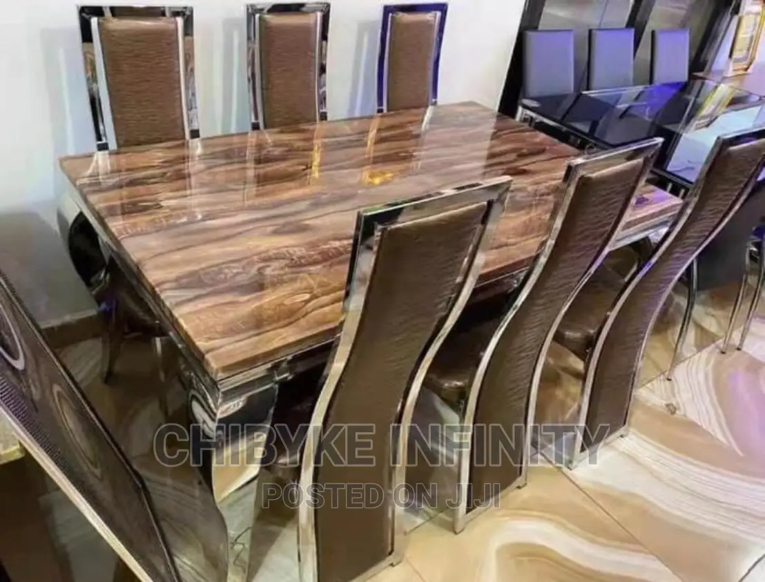 Brand New Imported Marble Dining Table With Six Chairs