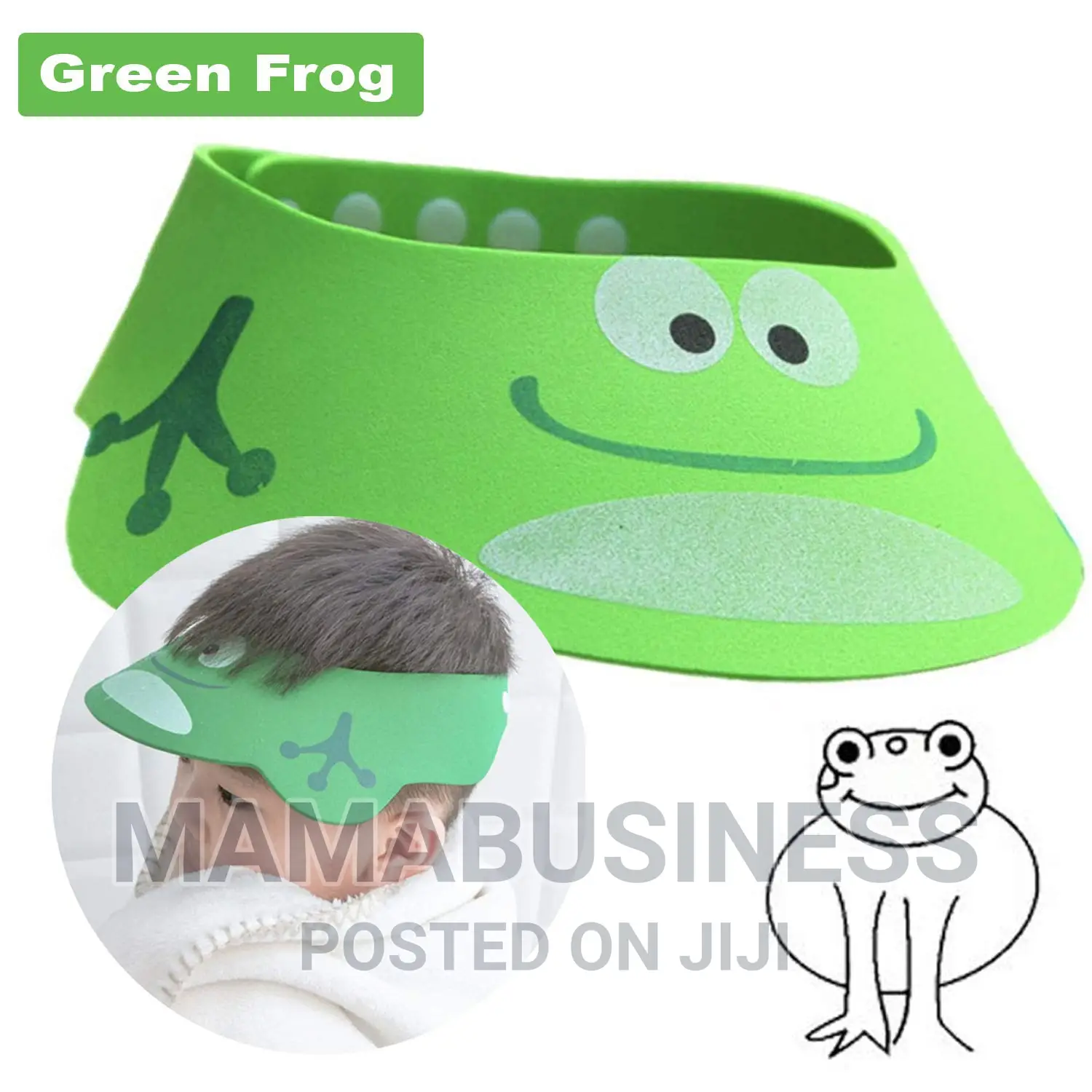 Cartoon Frog Adjustable Shower Cap - Green