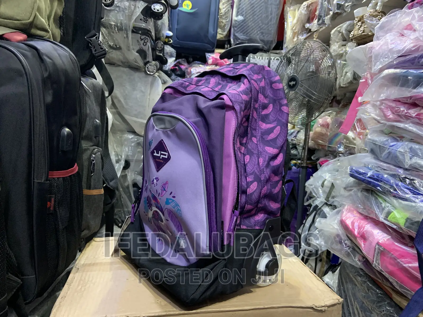 Purple Colour Quality Stock Material Back Pack With Trolley