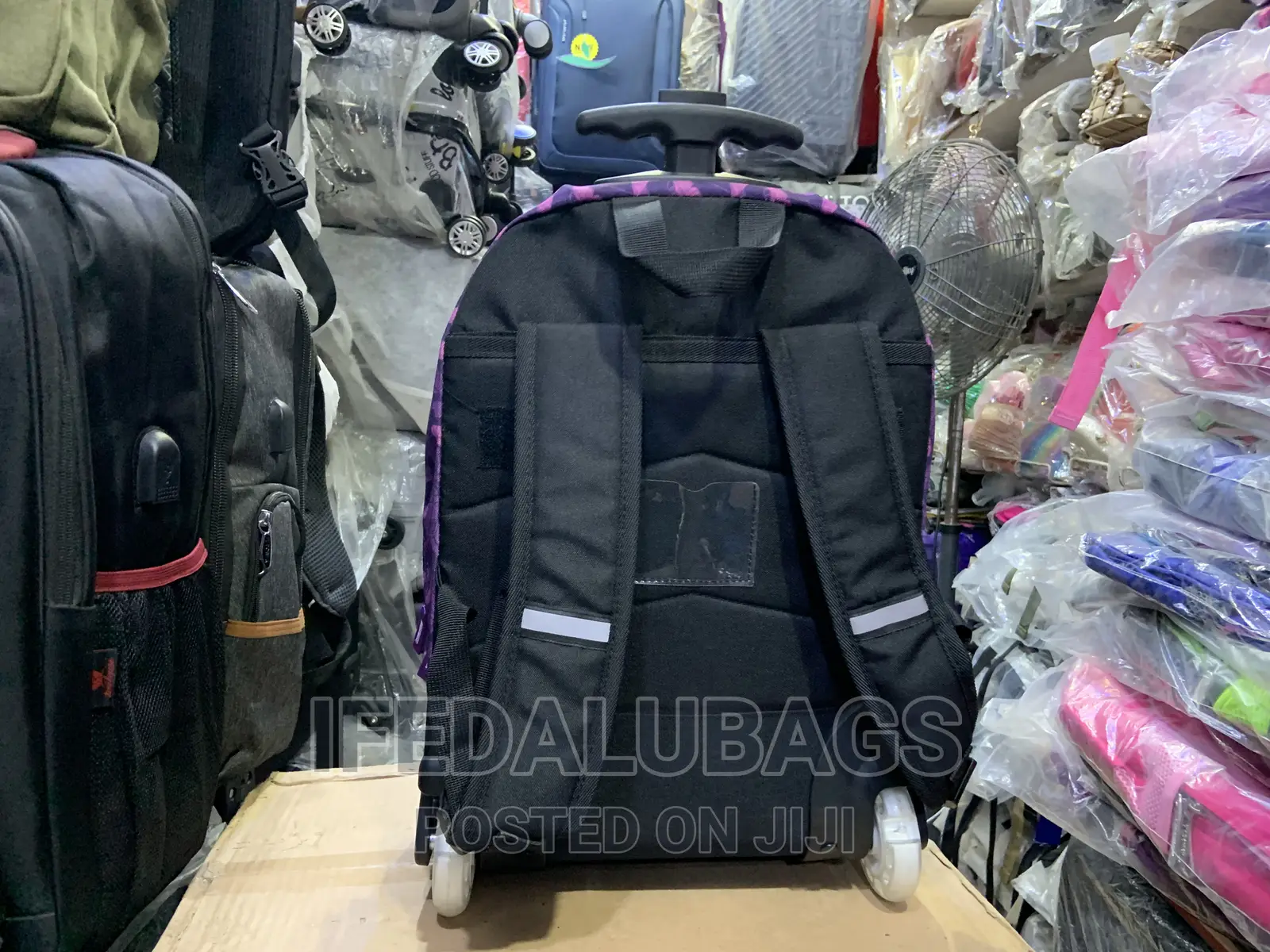 Purple Colour Quality Stock Material Back Pack With Trolley