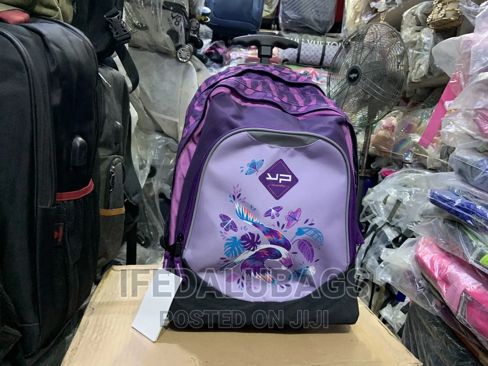 Purple Colour Quality Stock Material Back Pack With Trolley