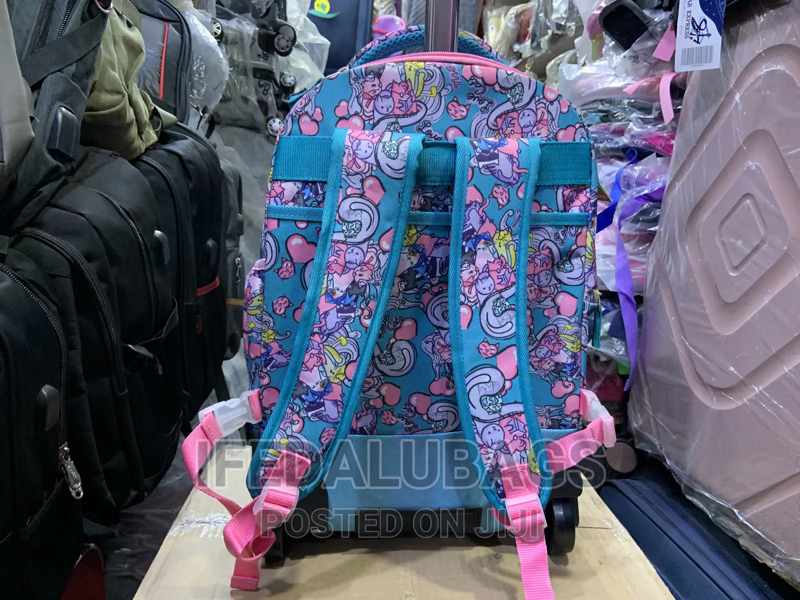 Quality Flower Pattern Stock Material Back Pack With Trolley