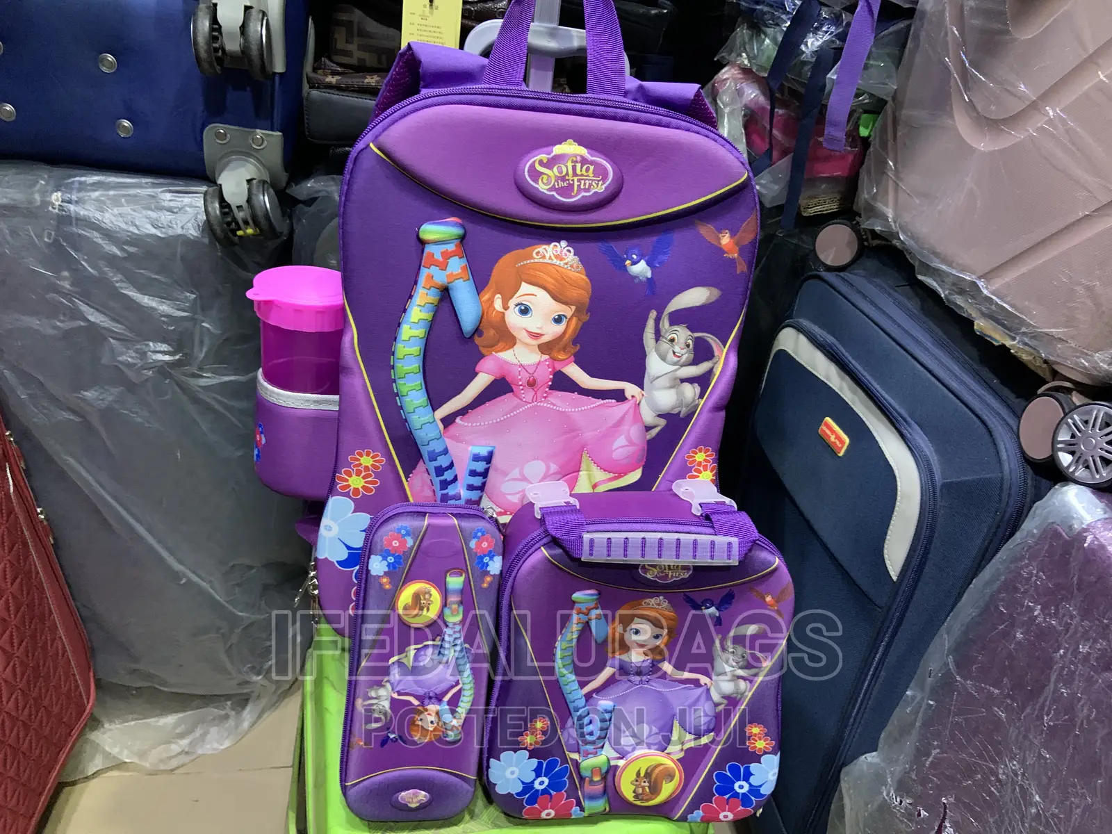 3n1 Kids Cartoon Character School Bag With Trolley