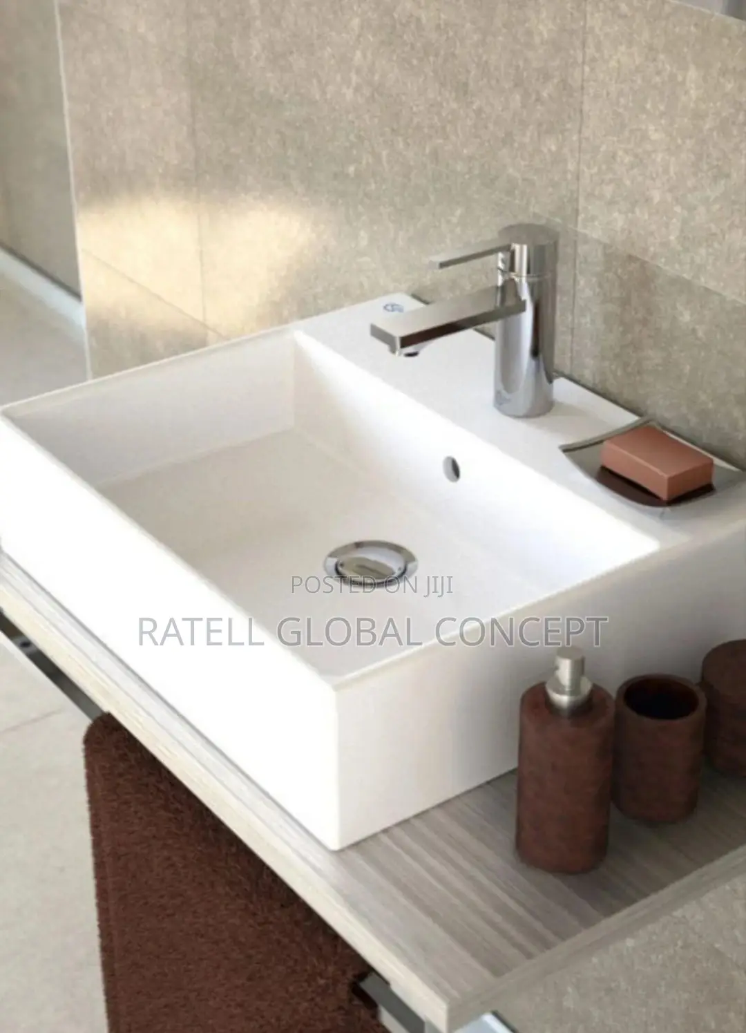 Countertop Wash Basin [Rectangular White]