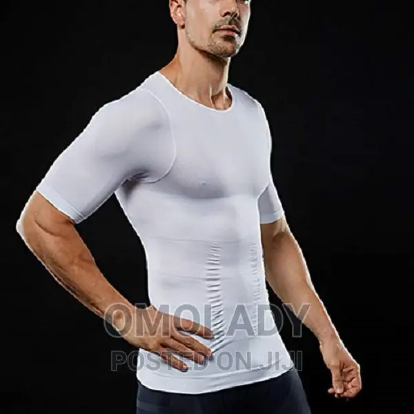 Short Sleeve Men's Body Shaper Slimming Vest - White