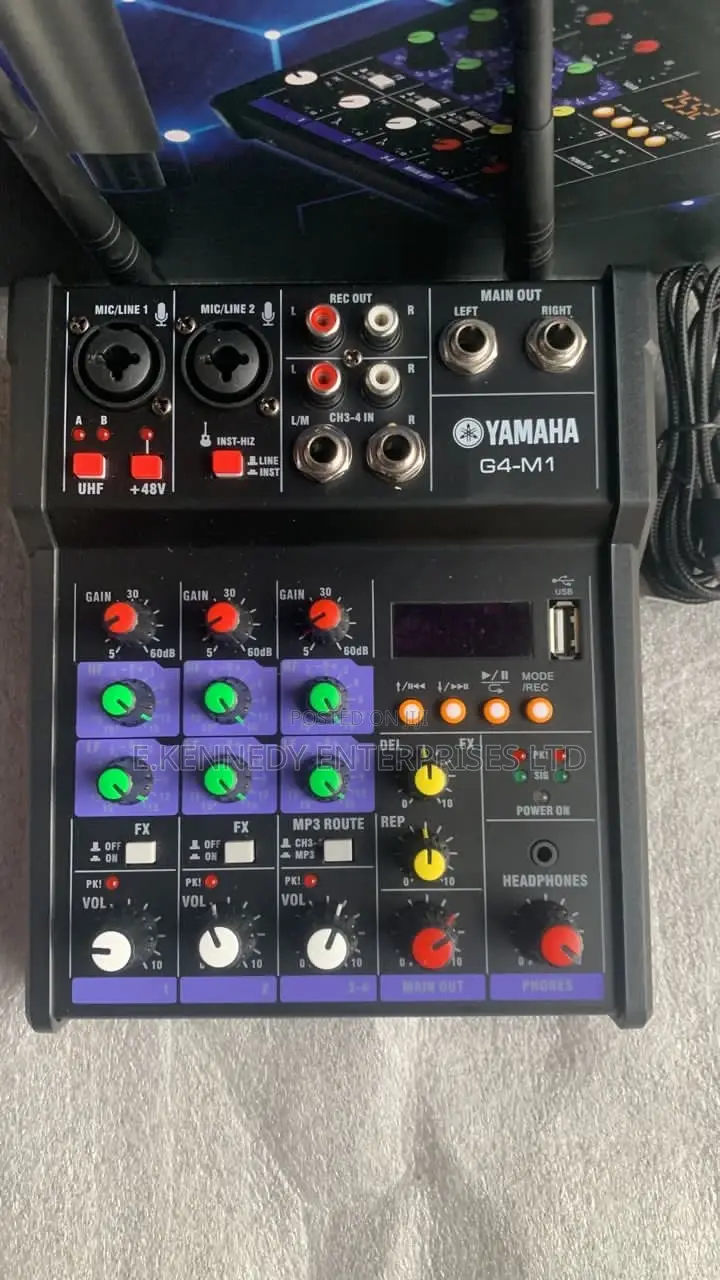 4 Channels Professional Audio Mixer Two Wireless Microphones