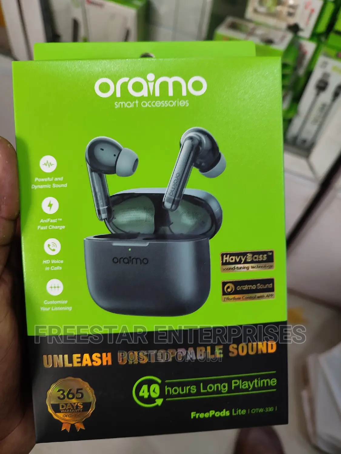 Oraimo Freepods Lite Bluetooth Earbuds.