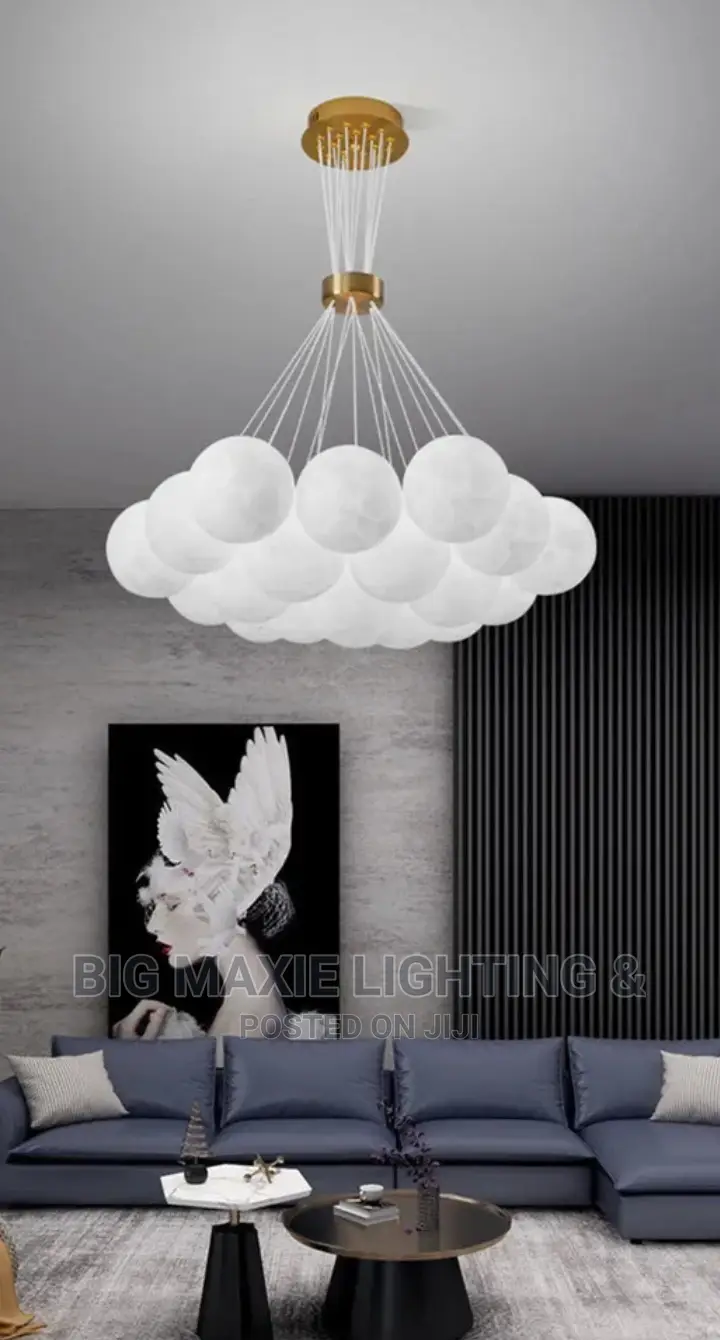 Nordic 3d Printed Moon Lampshade Ceiling Chandelier