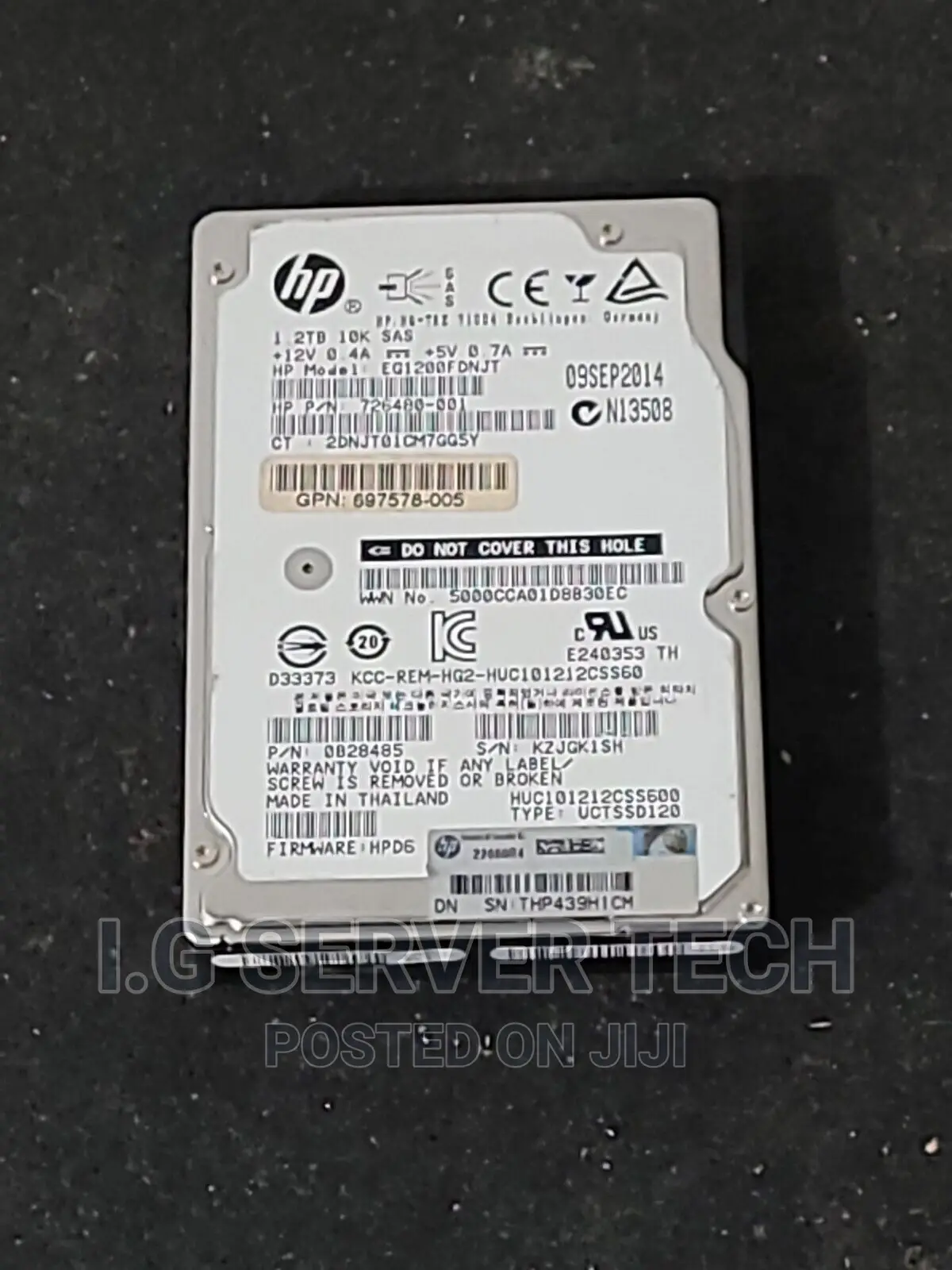 HP Proliant 1.2tb Sas 6G 2.5 Hard Drive Dl380 Dl360 G9