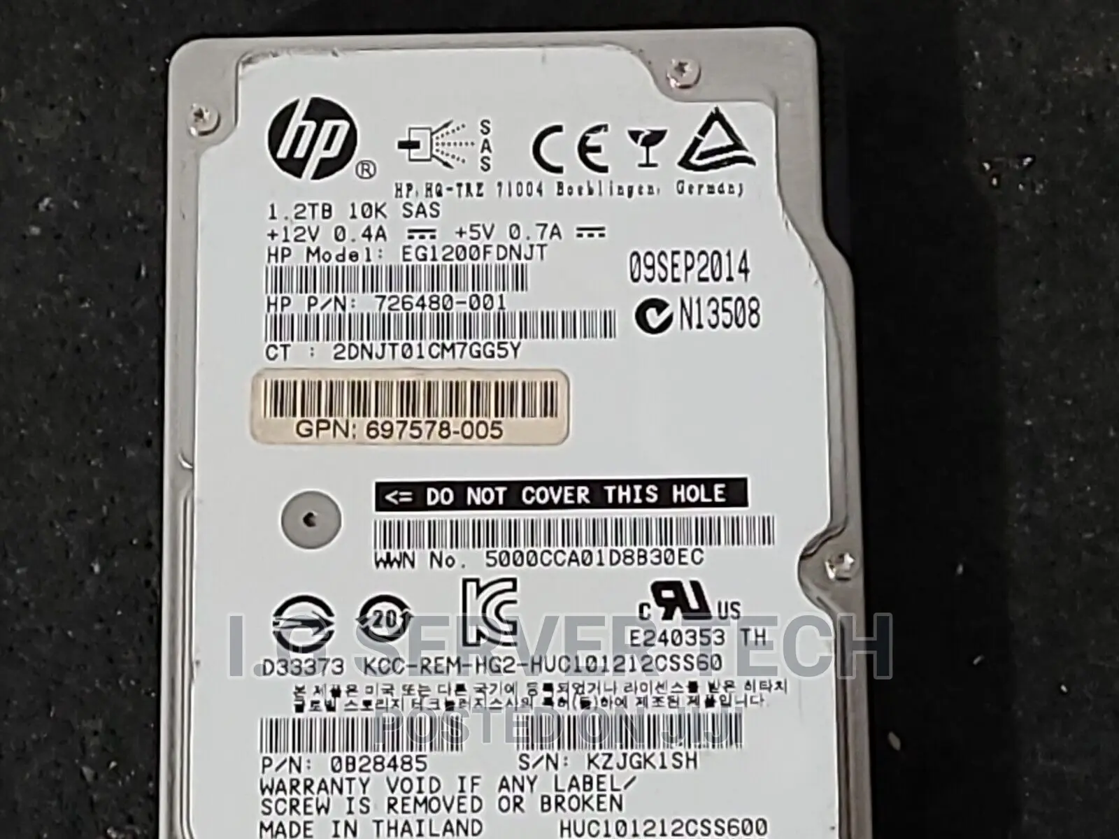 HP Proliant 1.2tb Sas 6G 2.5 Hard Drive Dl380 Dl360 G9
