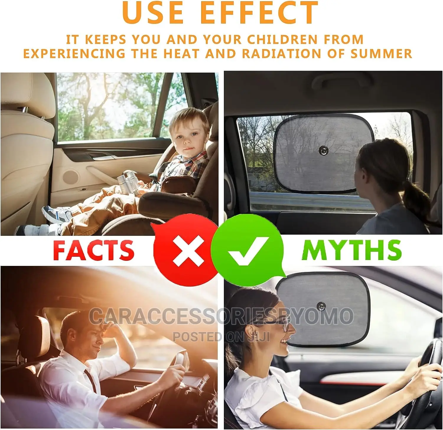 2pcs Breathable Car Window Shades for Side Window