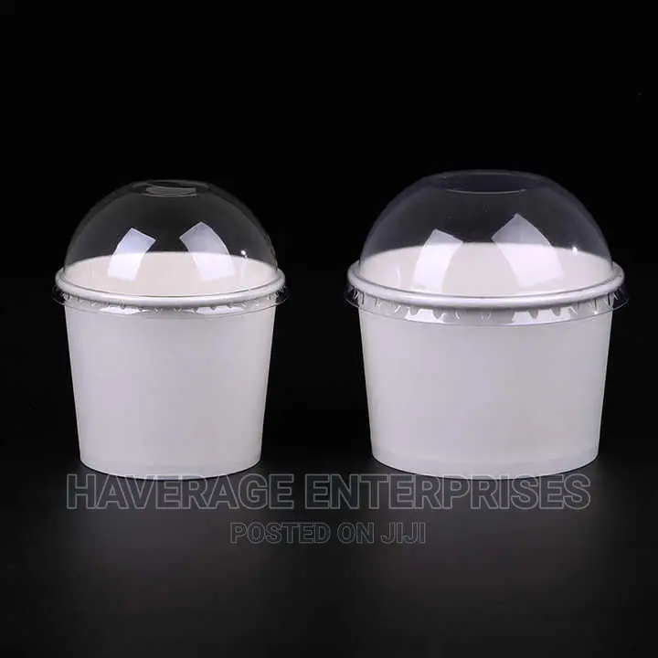Disposable Paper Ice Cream/Chops/Food Cups With Dome Lids 7oz ~200pcs
