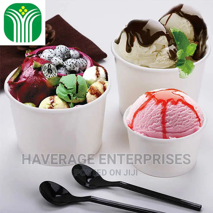 Disposable Paper Ice Cream/Chops/Food Cups With Dome Lids 7oz ~200pcs