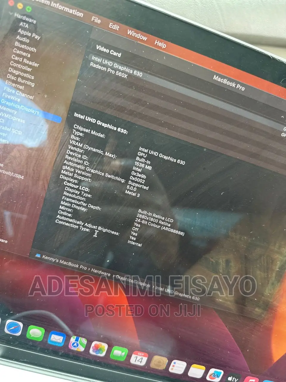 Laptop Apple MacBook Pro 2019 16GB Intel Core i9 SSD 512GB