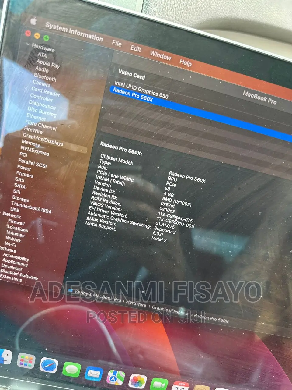 Laptop Apple MacBook Pro 2019 16GB Intel Core i9 SSD 512GB