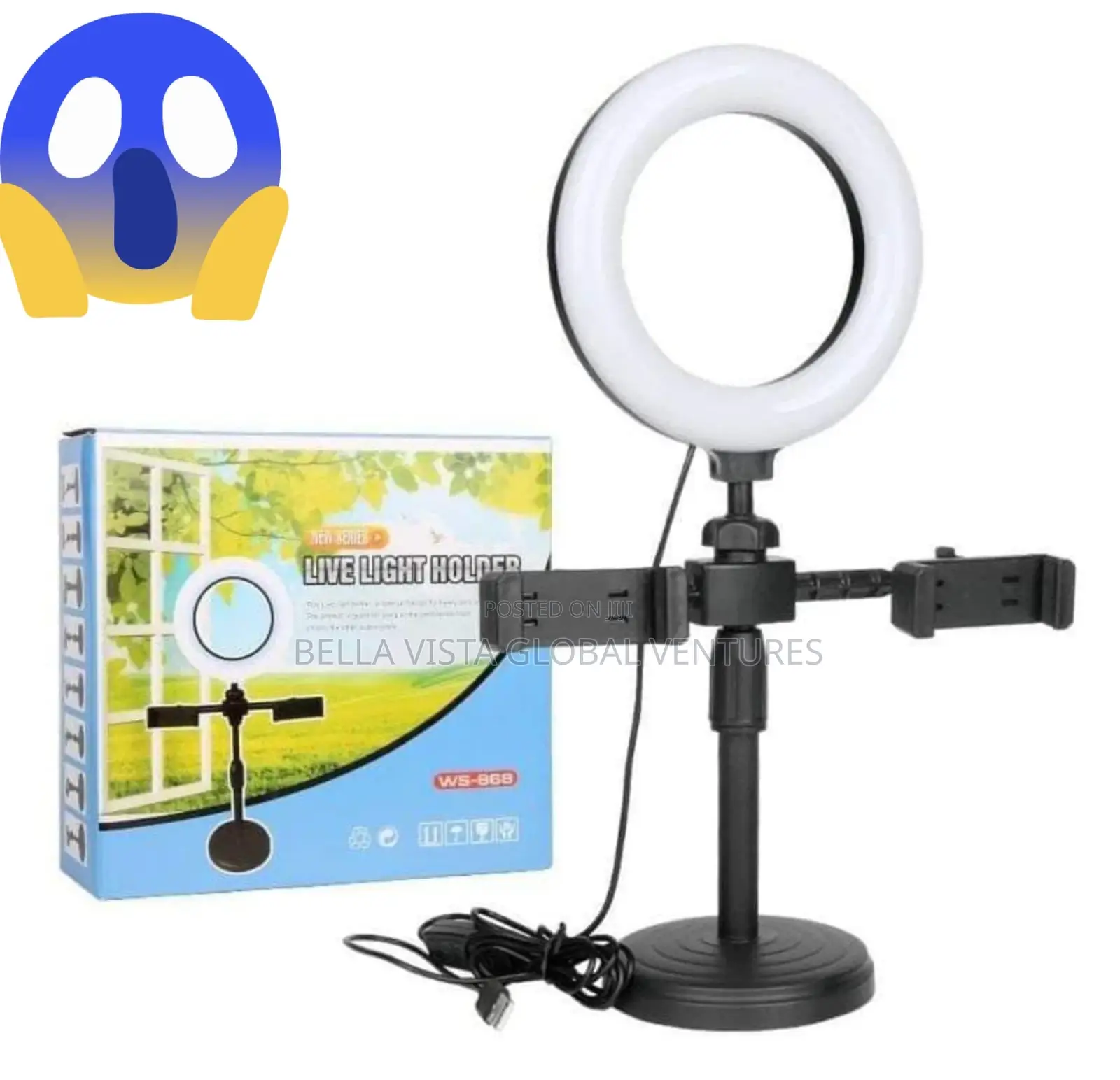 Table Selfie Ringlight With Two Phone Holder