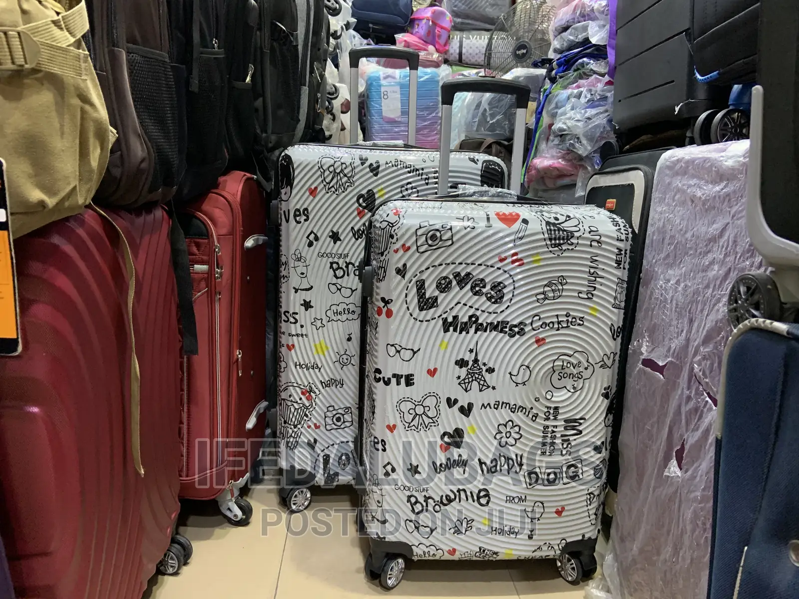 2n1 Set Flowered Design Plastic Travel Luggage