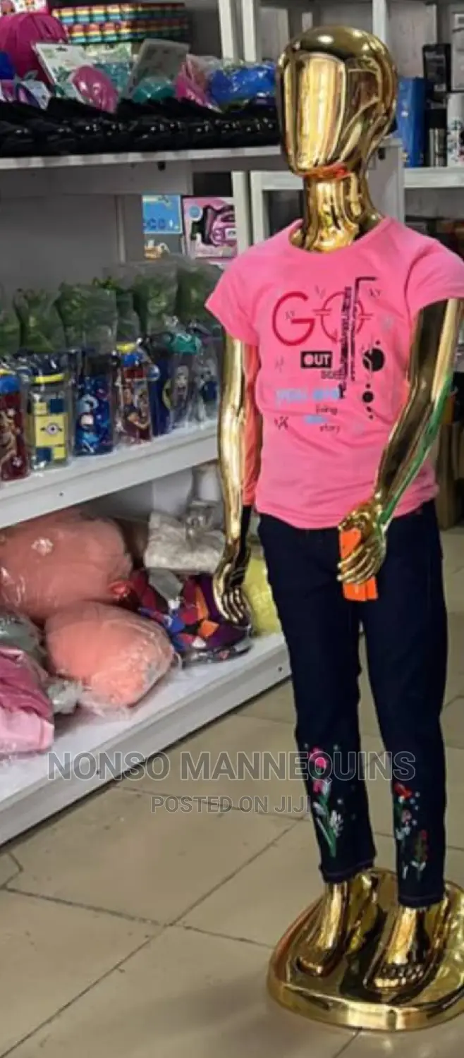 Age 7 To 12 Years Unisex Gold Chrome Mannequin