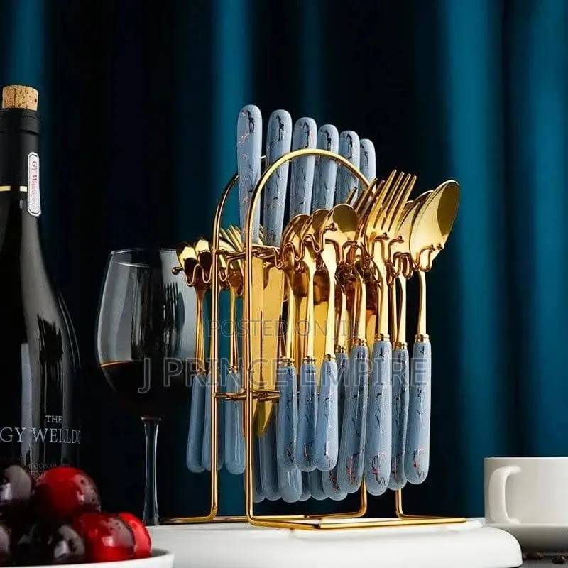 24PCS Luxury Dinnerware Set Ceramic Handle