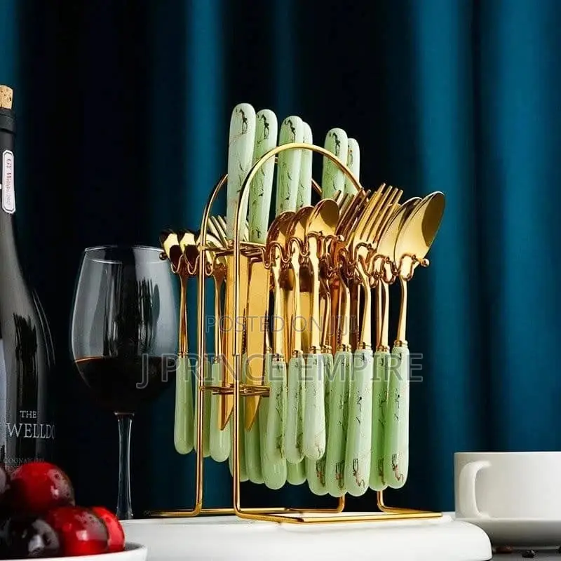 24PCS Luxury Dinnerware Set Ceramic Handle