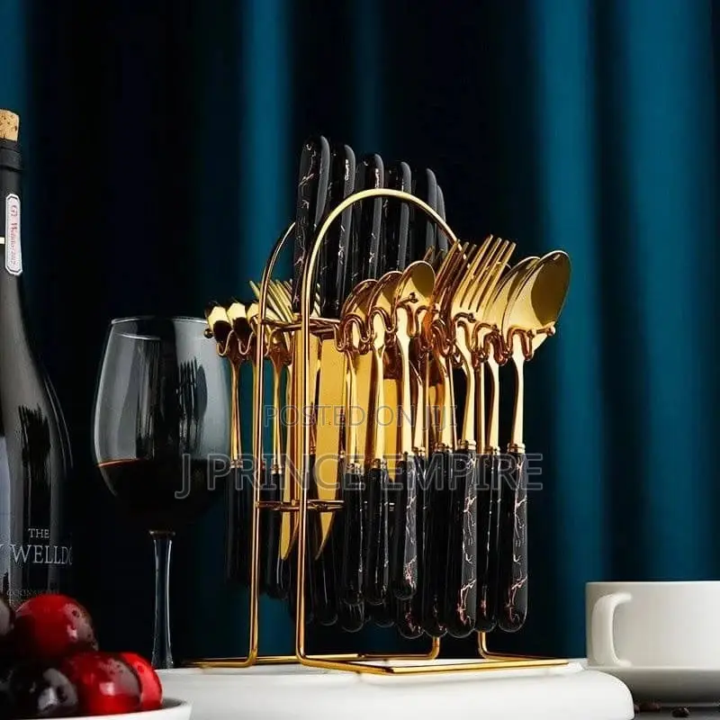 24PCS Luxury Dinnerware Set Ceramic Handle