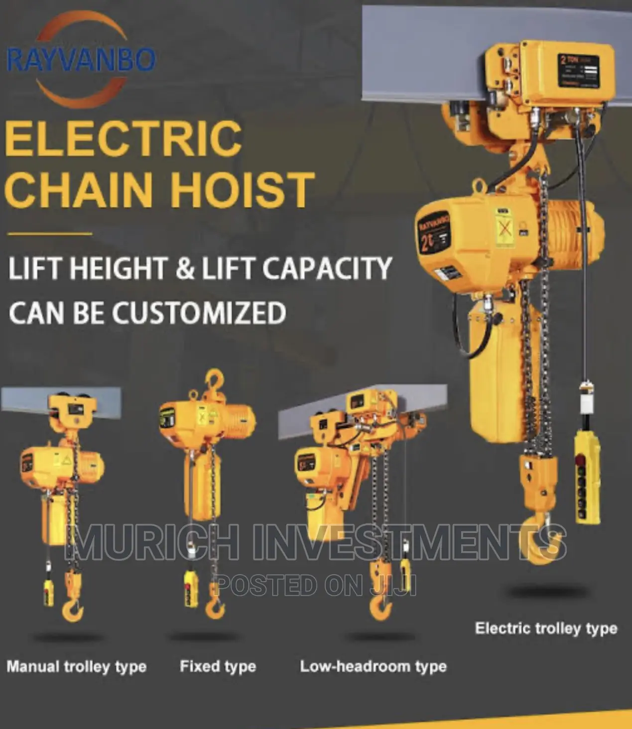 Electric Chain Hoist With Motorized Trolley 2ton