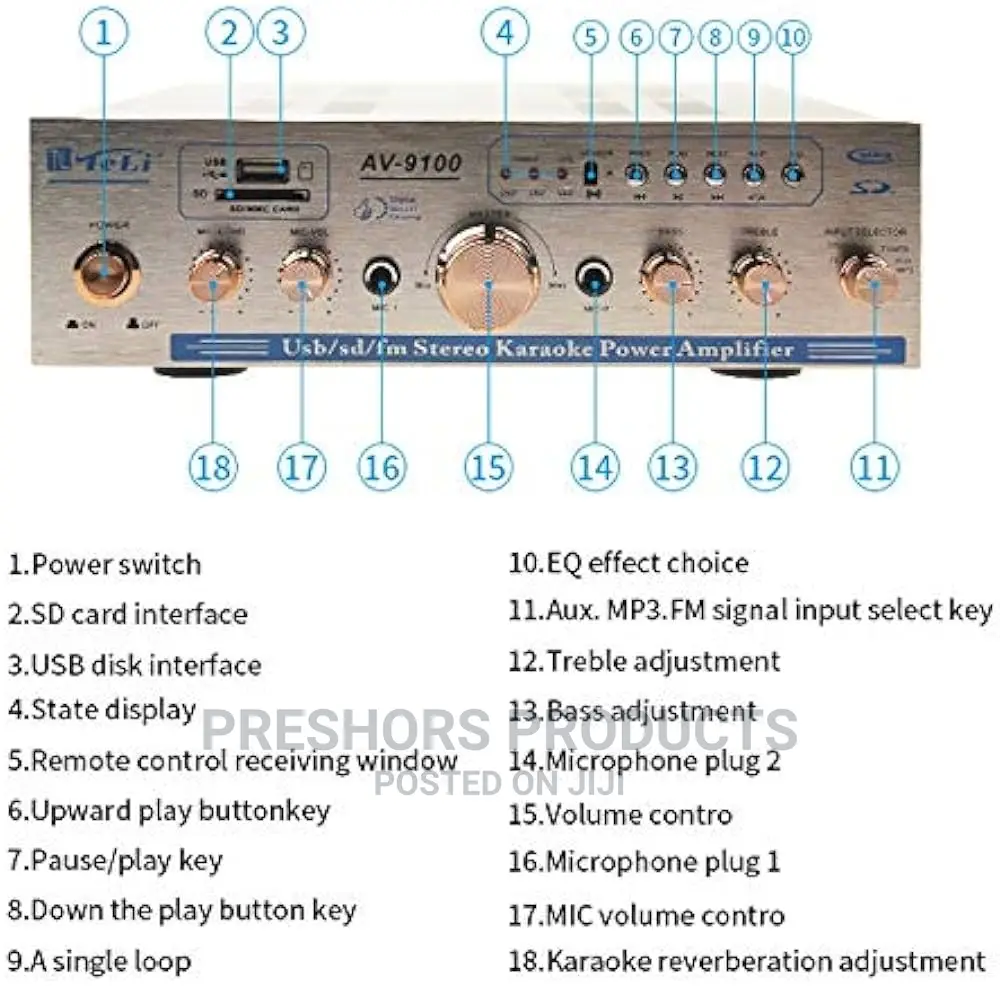AV-9100 Karoke Power Amplifier