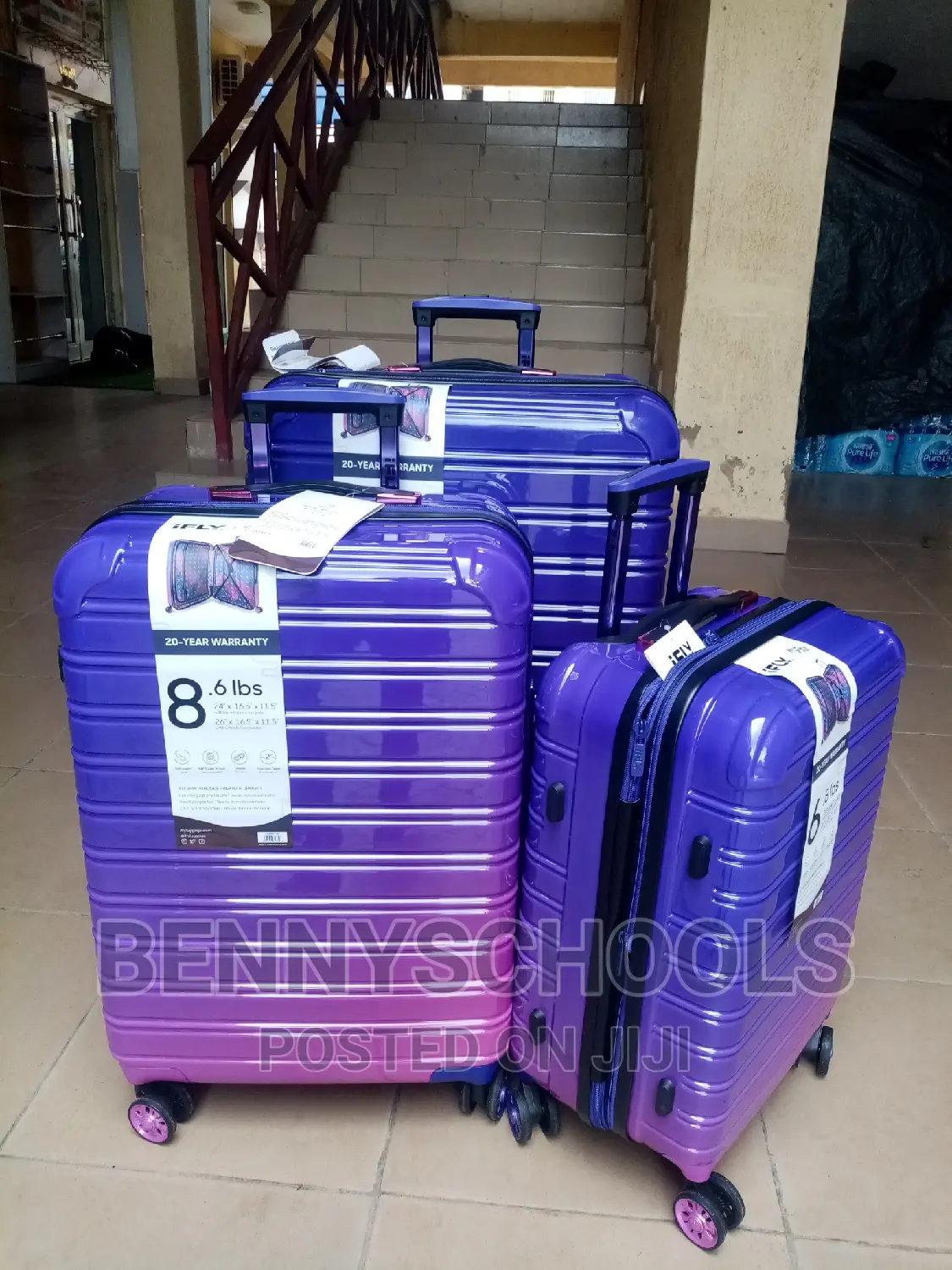 Purple Set of 3 Ifly Rubber Traveling Luggage Boxes