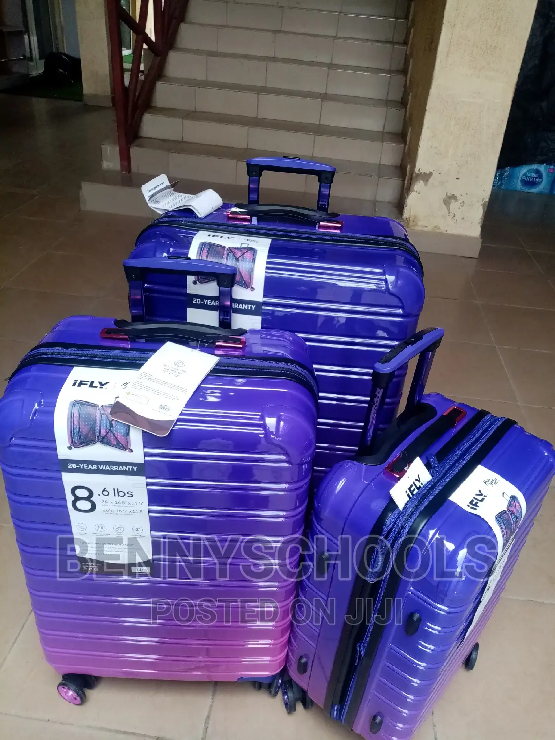 Purple Set of 3 Ifly Rubber Traveling Luggage Boxes