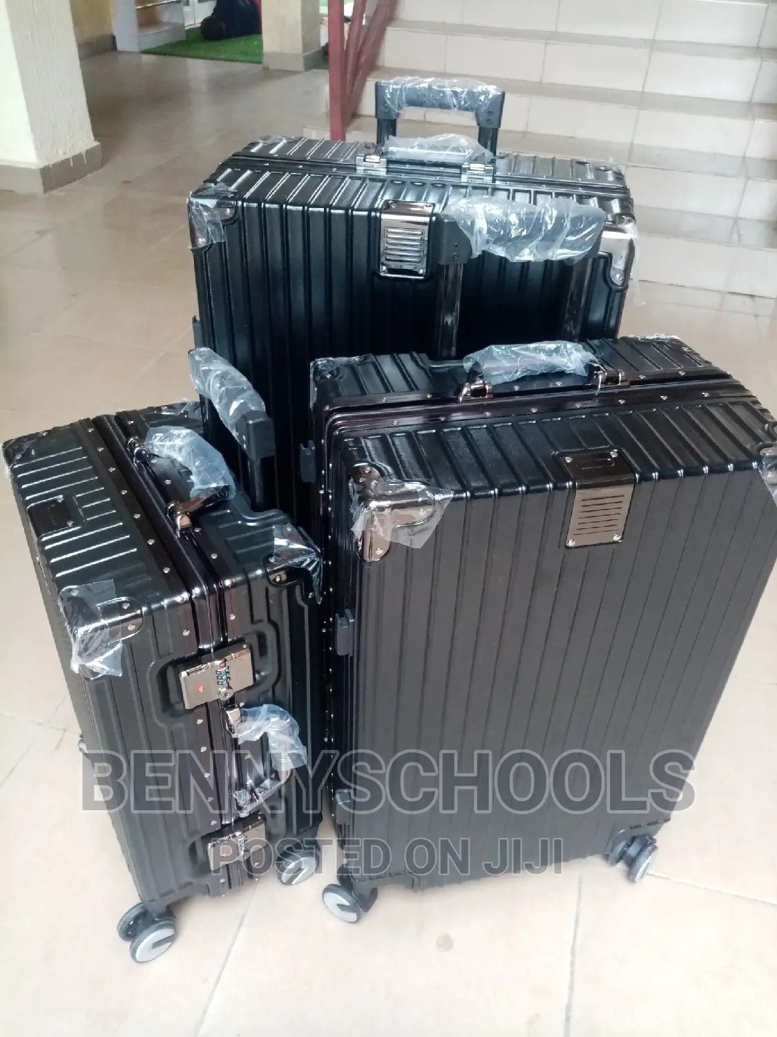 Set of Plain Design Aluminum Traveling Luggage Boxes