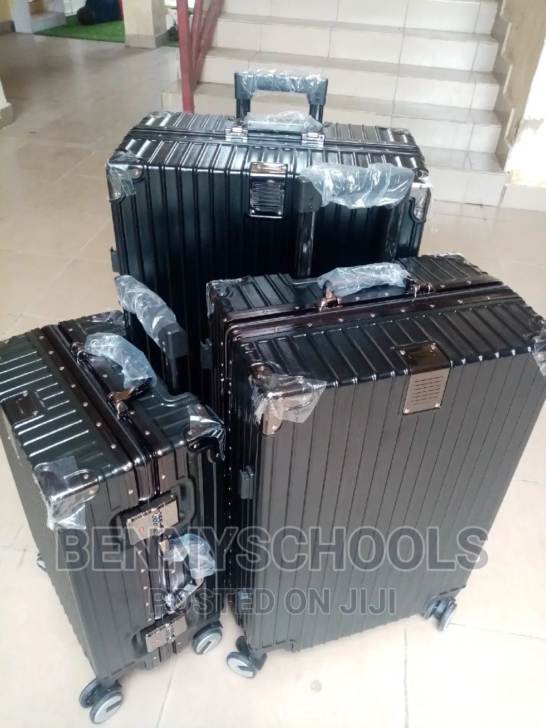 Set of Plain Design Aluminum Traveling Luggage Boxes