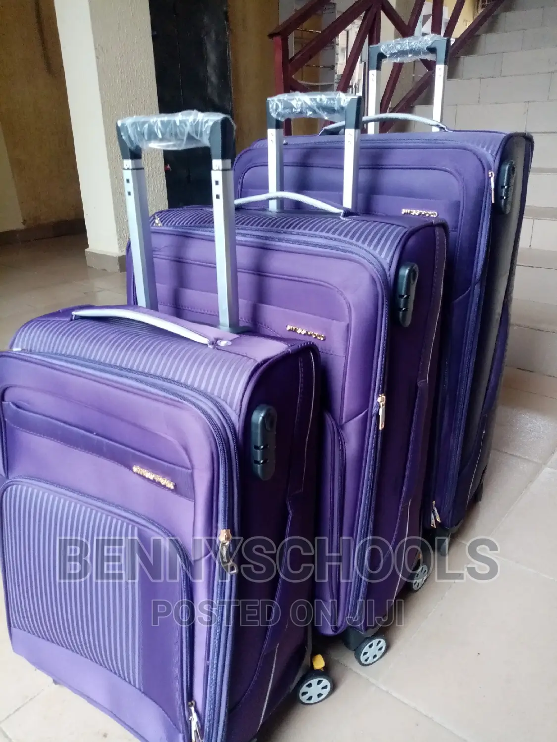 Set of 3 Purple Swiss Polo Traveling Luggage Boxes