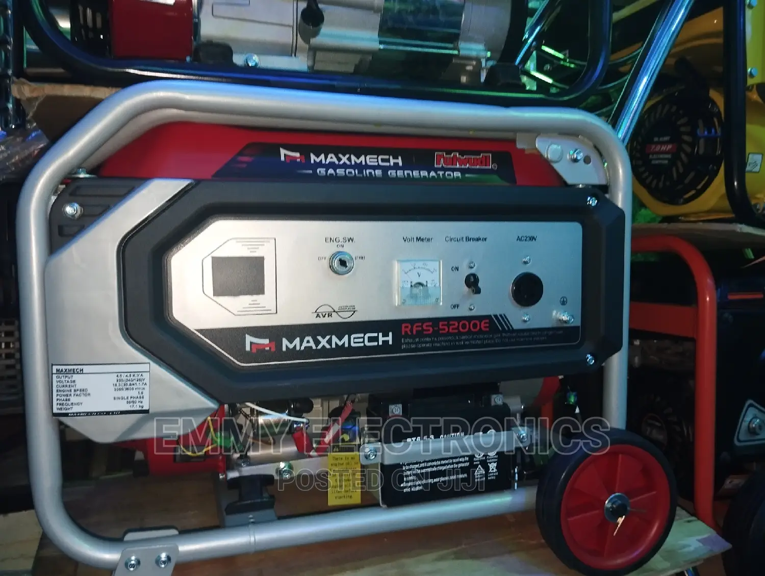 (3.5kva) Maxmech Petrol Generator Model RFS5200E2 100% Coppe