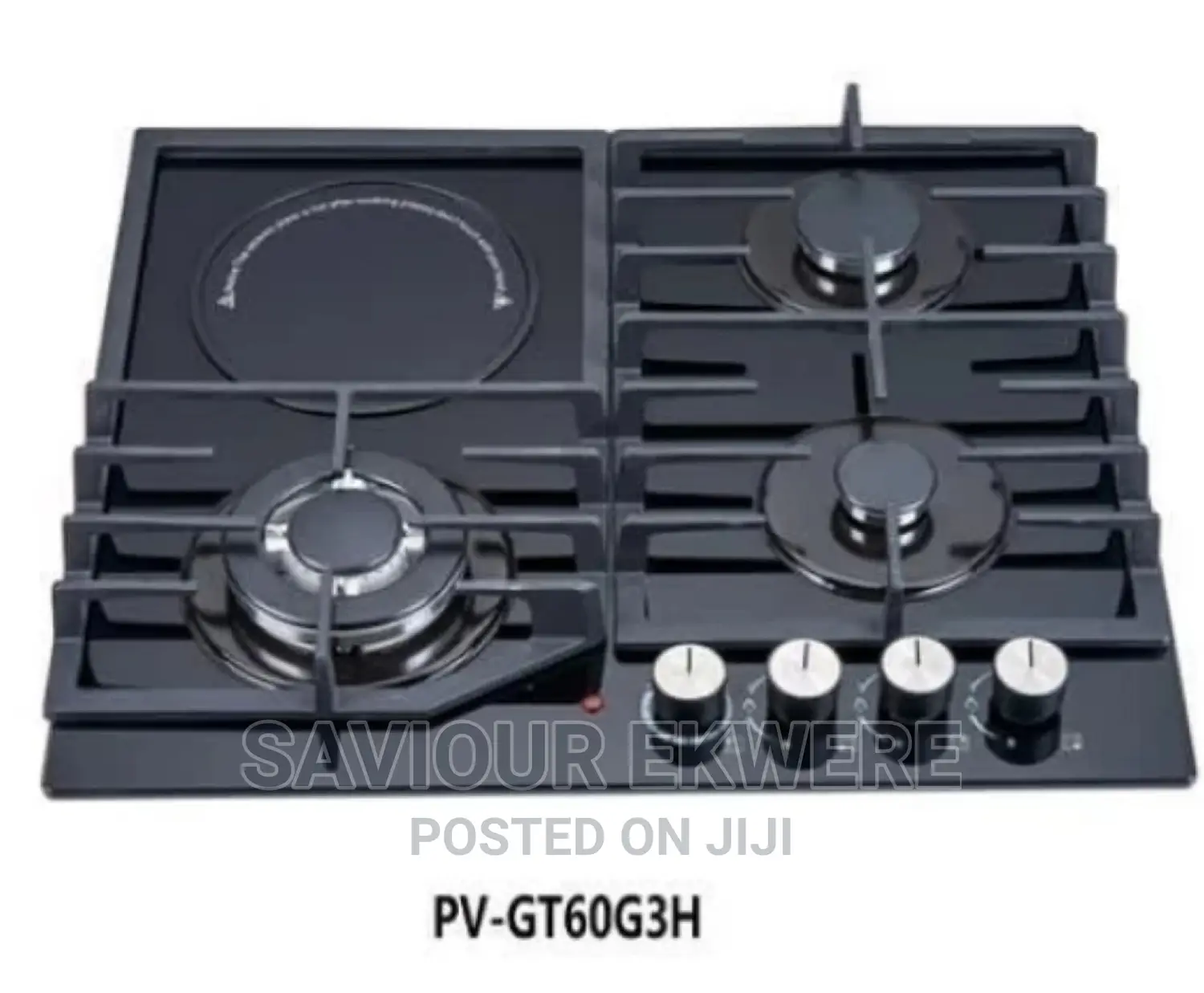 3 Burner + 1 Hot Plate in-Built Glass Table Top Gas Hob