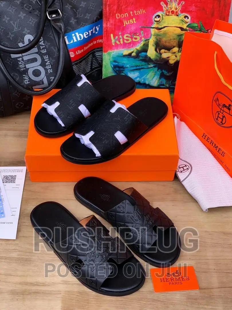 Luxury Hermes Black Slide