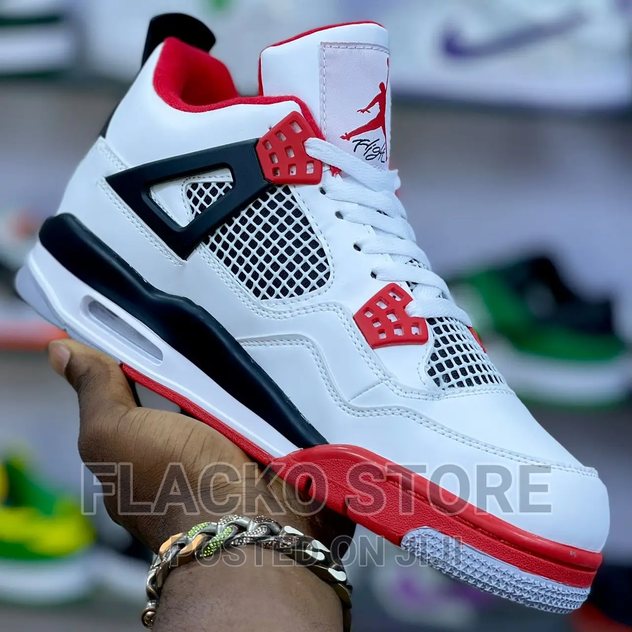Original Air Jordan 4 Retro Fire Red Sneakers