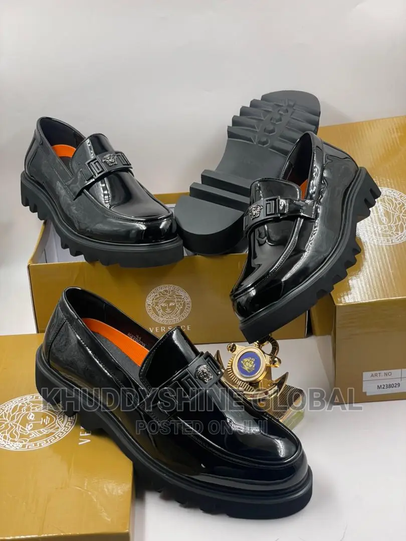 Black Loafer Shoes With Chain