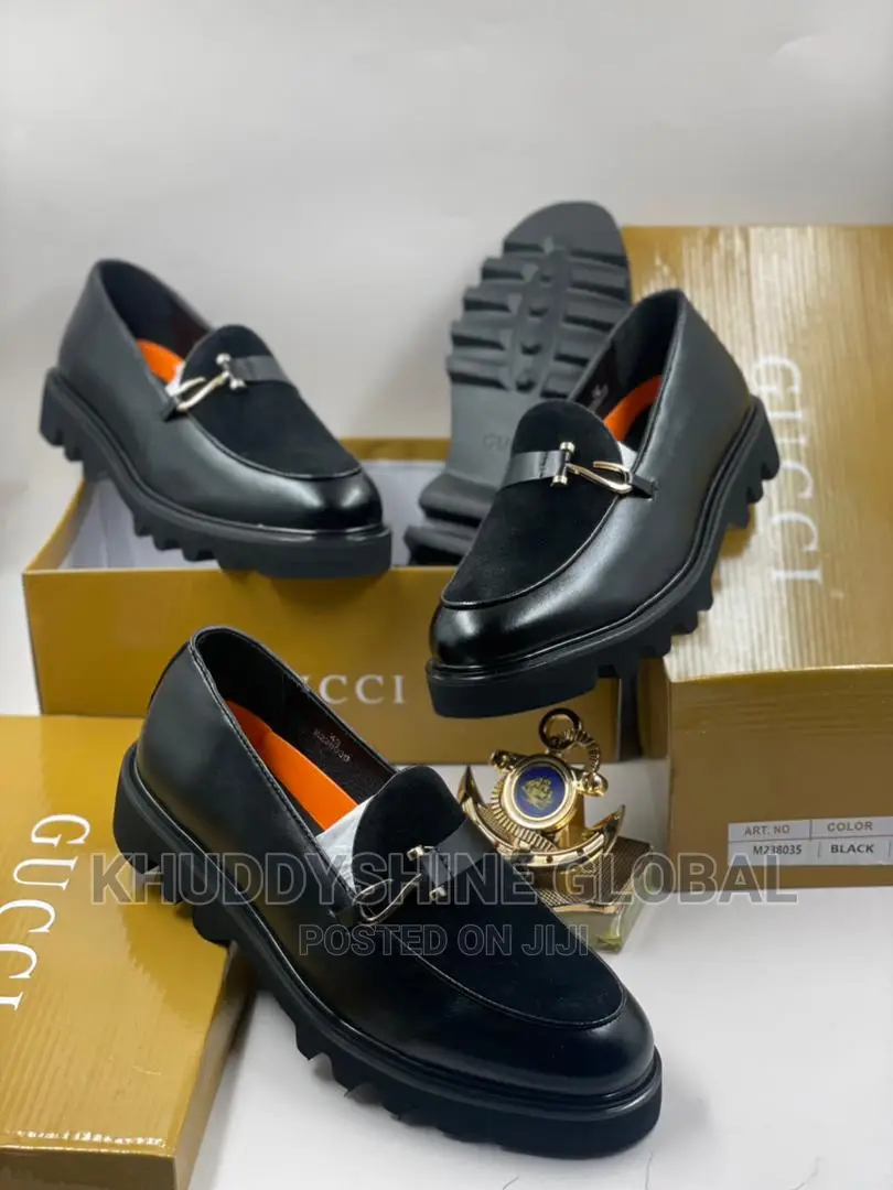 Black Loafer Shoes With Chain
