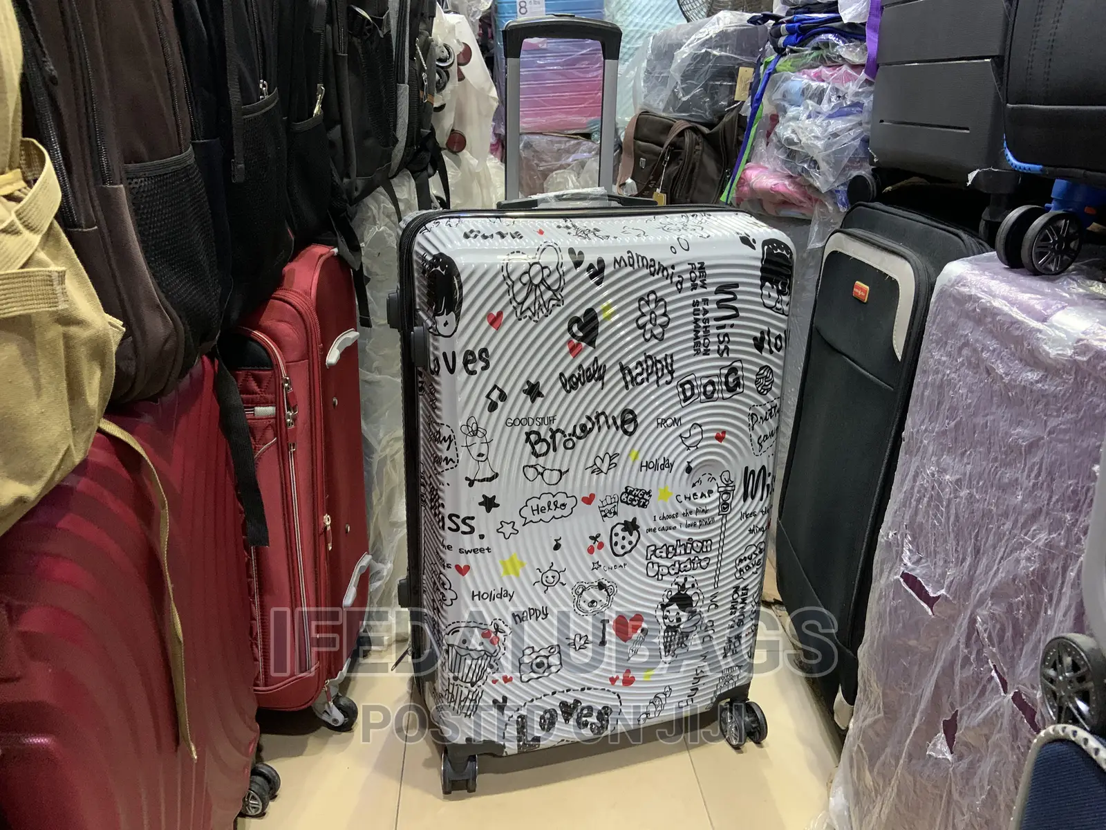 Big Size Flowered Pattern Plastic Travel Luggage